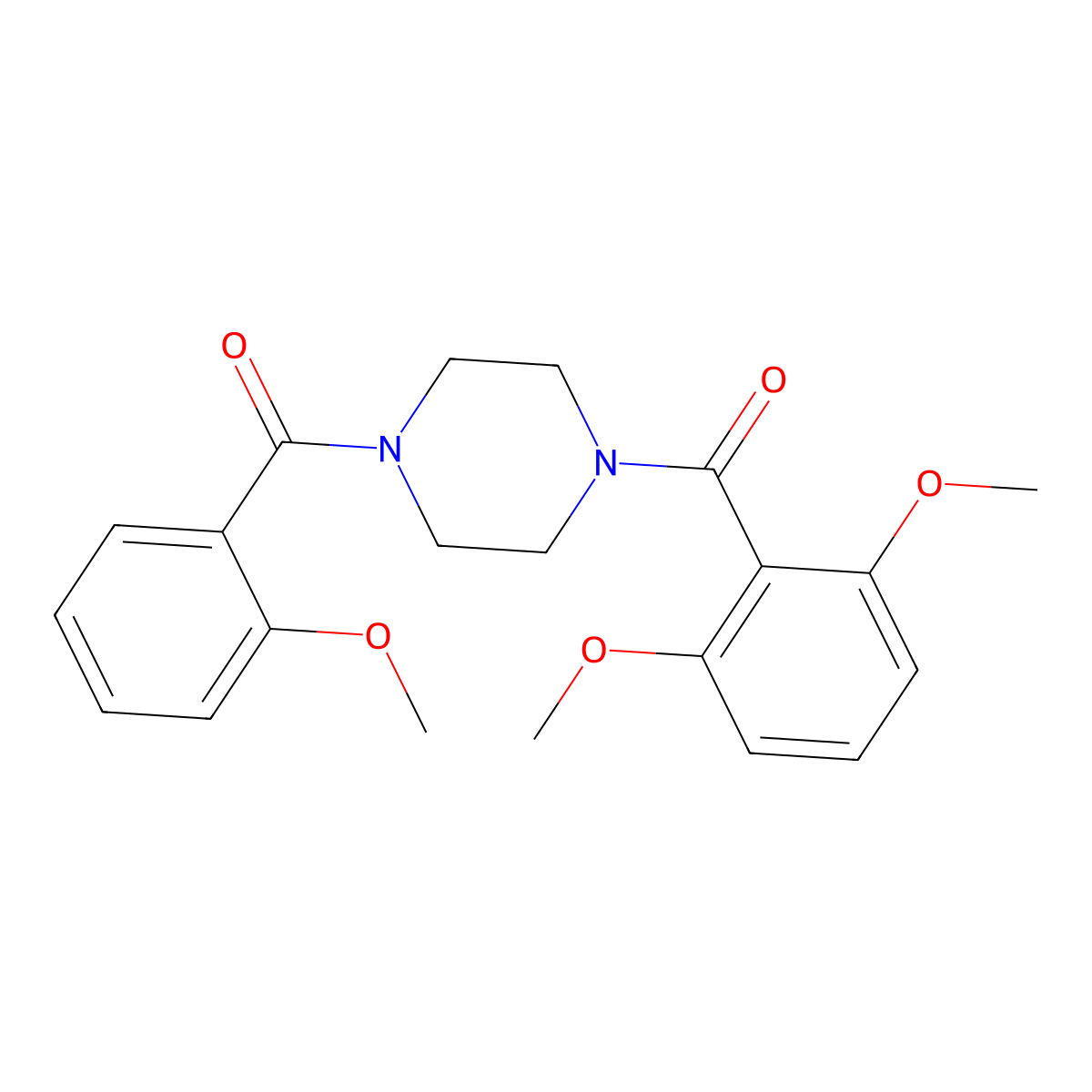 1-(2,6-Dimethoxybenzoyl)-4-(2-methoxybenzoyl)piperazine molecular structure, CAS 510718-34-0