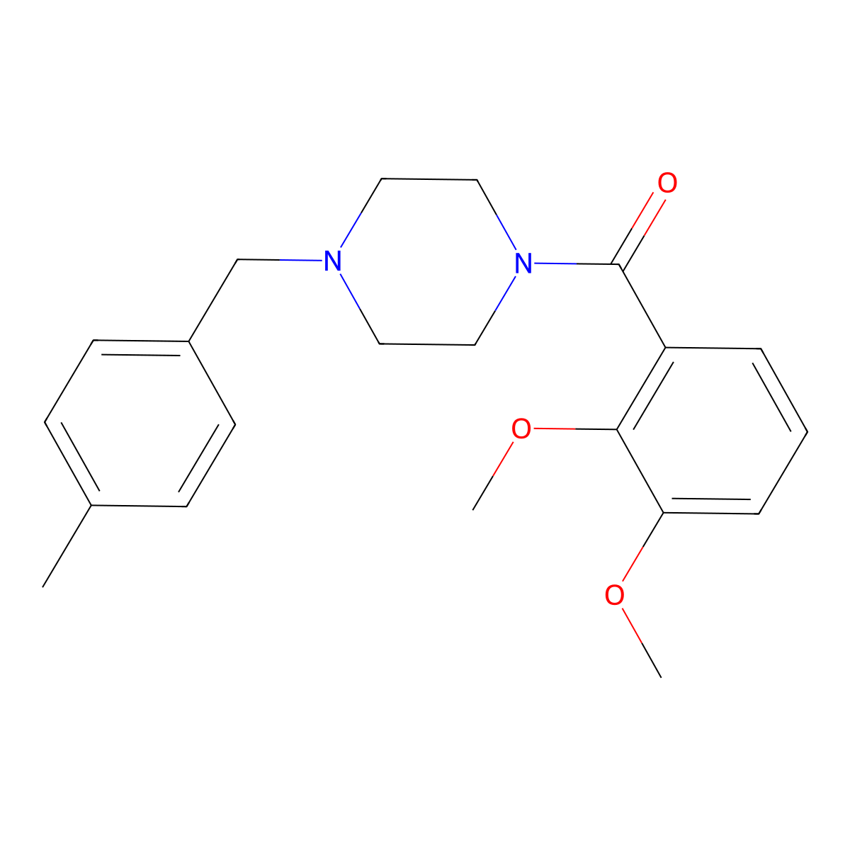 (2,3-Dimethoxyphenyl)-[4-[(4-methylphenyl)methyl]piperazin-1-yl]methanone molecular structure, CAS 510718-50-0
