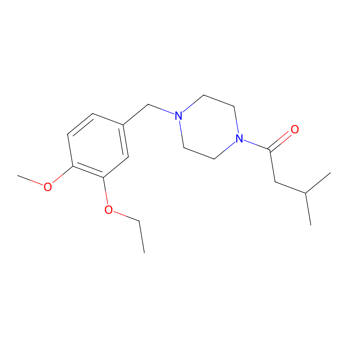 1-[4-[(3-Ethoxy-4-methoxyphenyl)methyl]piperazin-1-yl]-3-methylbutan-1-one molecular structure, CAS 510718-56-6