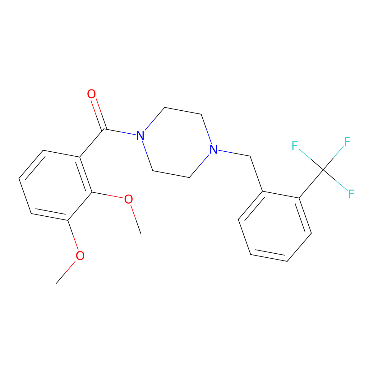 (2,3-Dimethoxyphenyl)-[4-[[2-(trifluoromethyl)phenyl]methyl]piperazin-1-yl]methanone molecular structure, CAS 510718-79-3