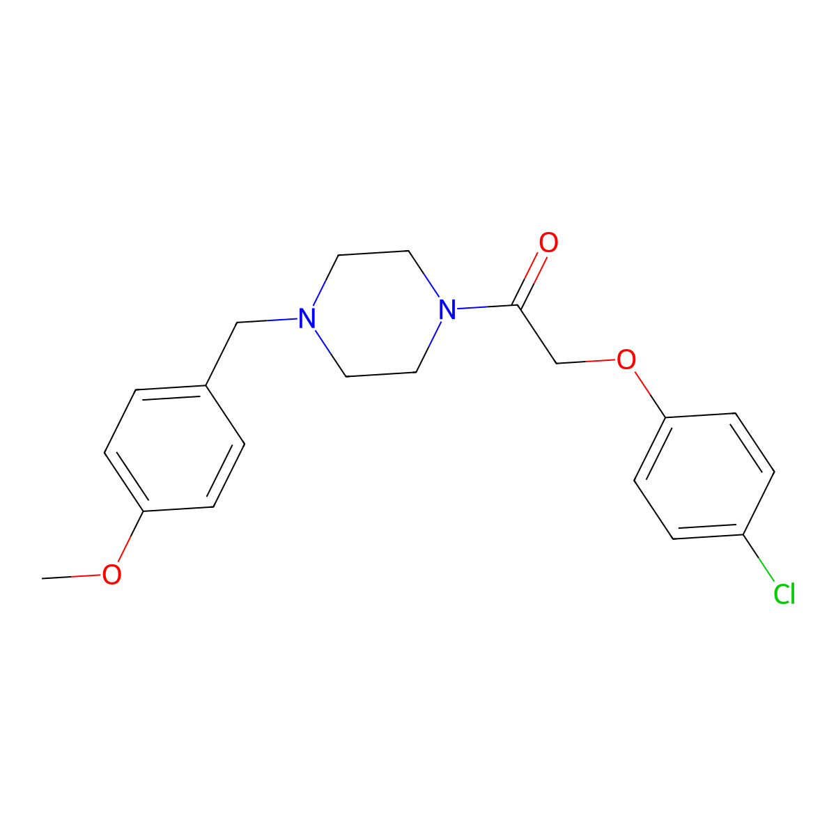2-(4-Chlorophenoxy)-1-[4-[(4-methoxyphenyl)methyl]piperazin-1-yl]ethanone molecular structure, CAS 510718-88-4