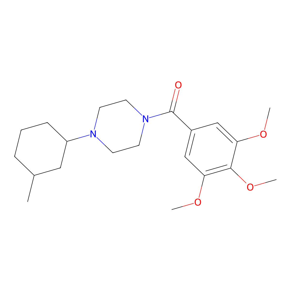 1-(3-Methylcyclohexyl)-4-(3,4,5-trimethoxybenzoyl)piperazine molecular structure, CAS 510718-90-8