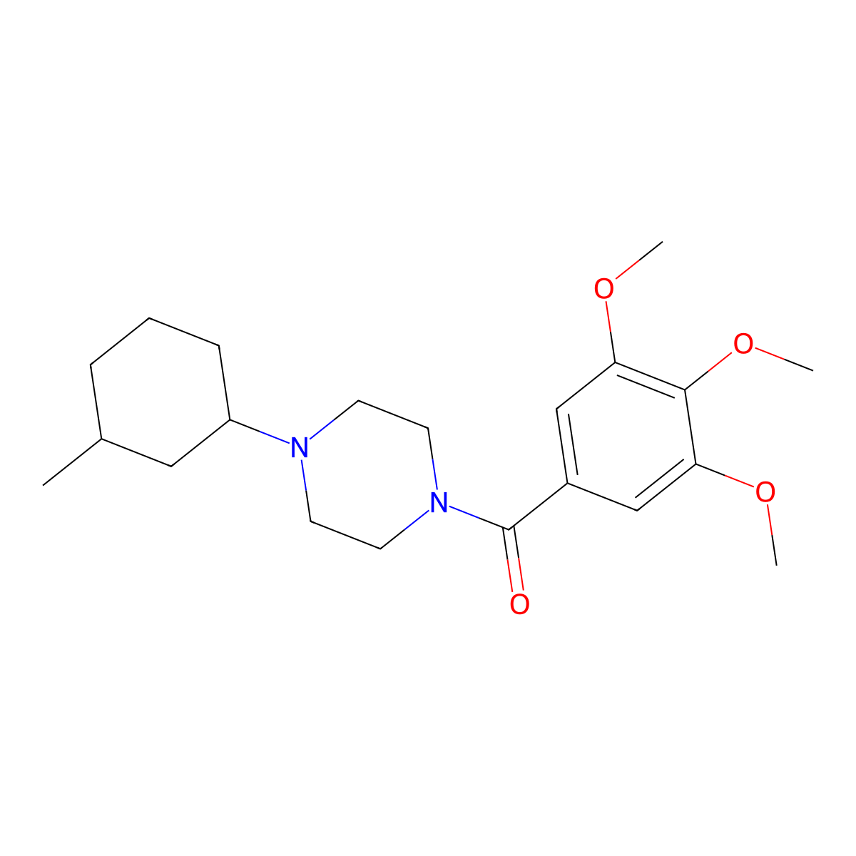 1-(3-Methylcyclohexyl)-4-(3,4,5-trimethoxybenzoyl)piperazine molecular structure, CAS 510718-90-8