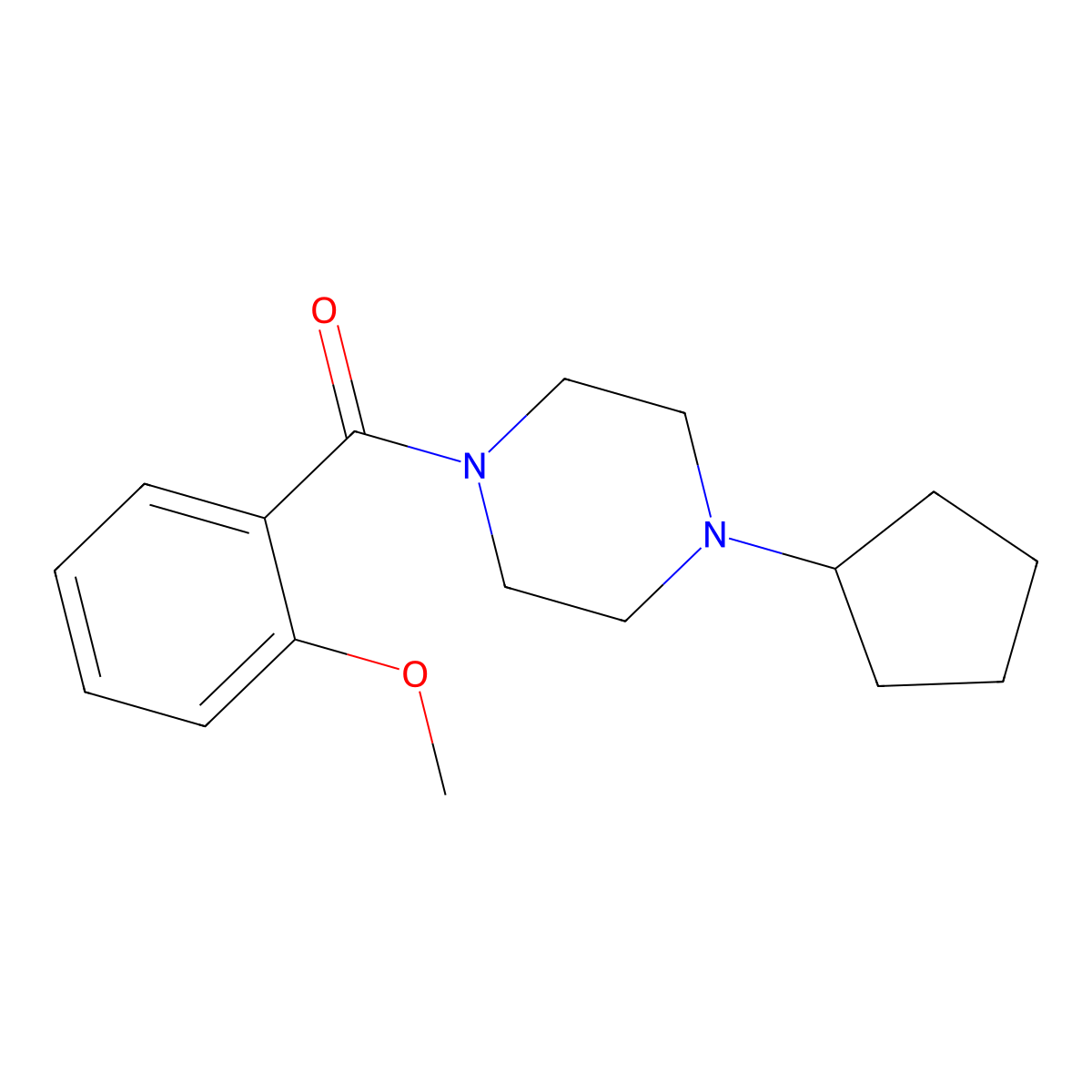 1-Cyclopentyl-4-(2-methoxybenzoyl)piperazine molecular structure, CAS 510719-00-3