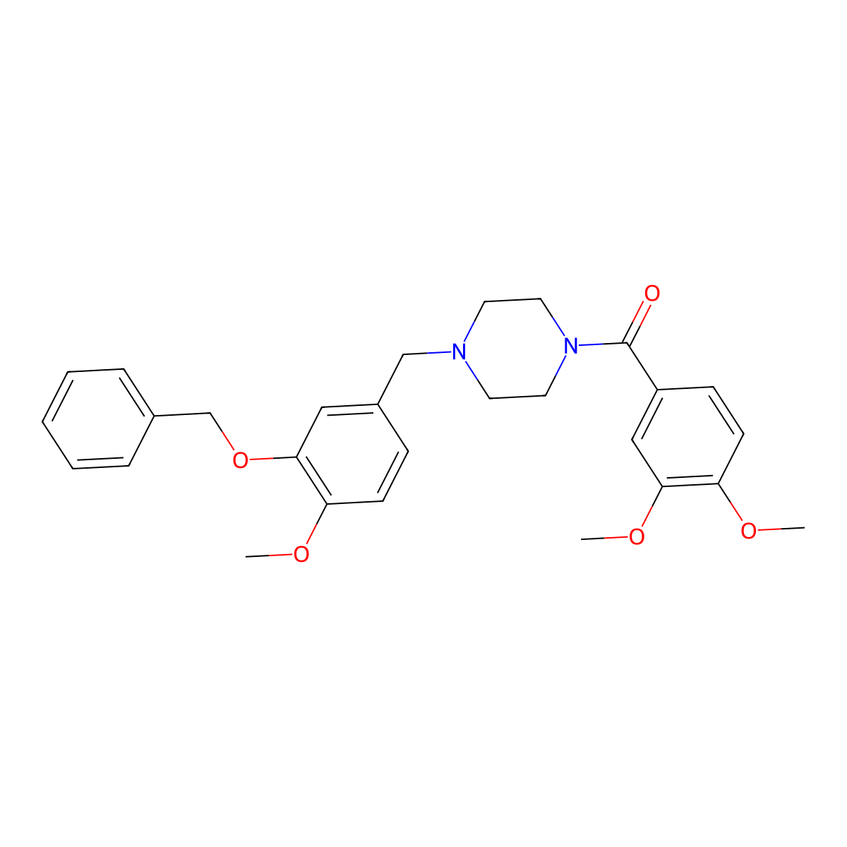 (3,4-Dimethoxyphenyl)-[4-[(4-methoxy-3-phenylmethoxyphenyl)methyl]piperazin-1-yl]methanone molecular structure, CAS 510719-02-5