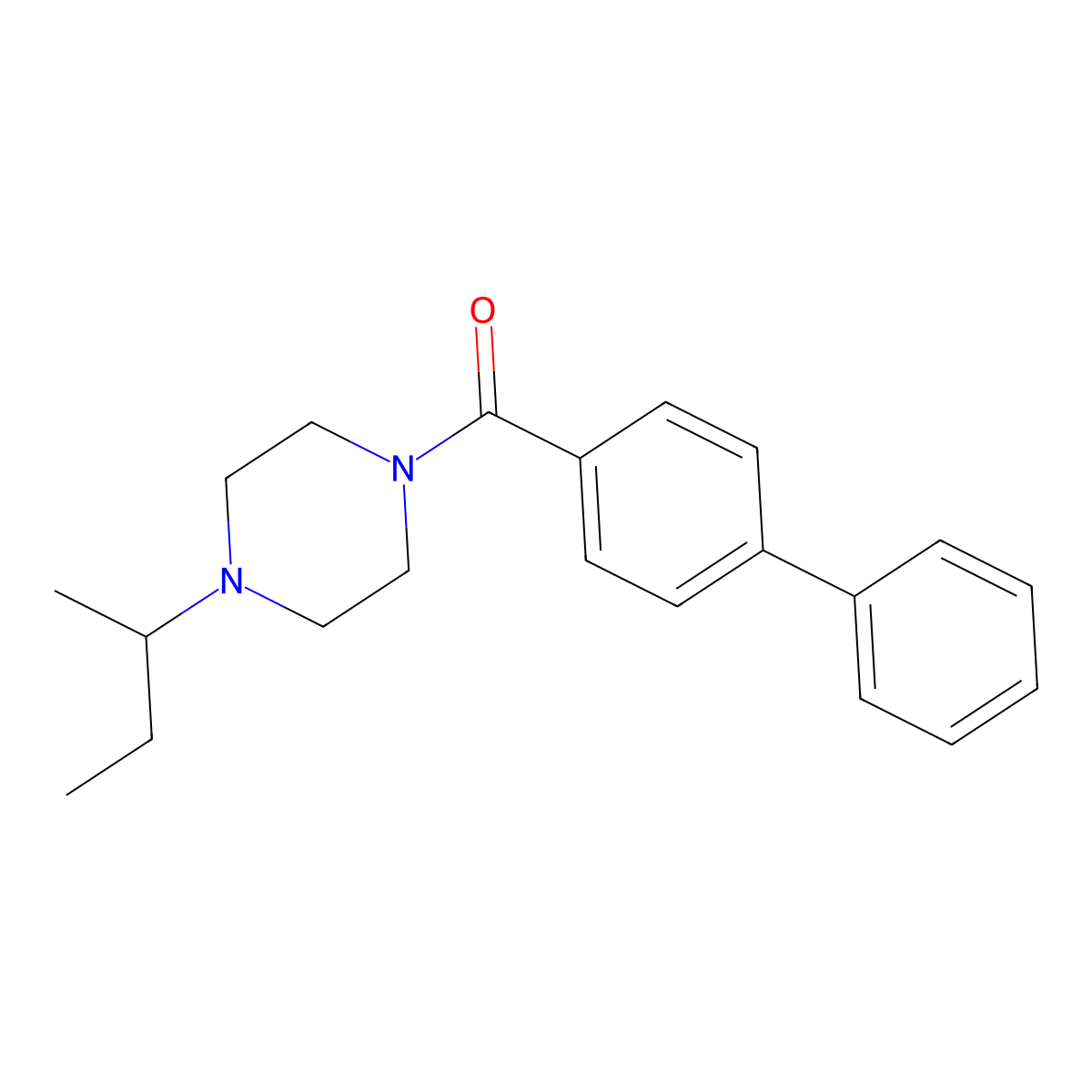 Biphenyl-4-yl[4-(butan-2-yl)piperazin-1-yl]methanone molecular structure, CAS 510719-05-8