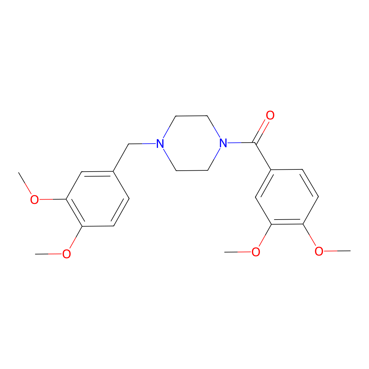 (3,4-Dimethoxyphenyl)-[4-[(3,4-dimethoxyphenyl)methyl]piperazin-1-yl]methanone molecular structure, CAS 510720-87-3