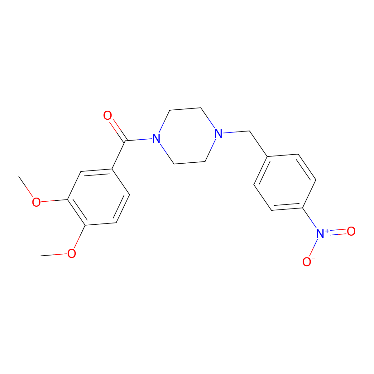 (3,4-Dimethoxyphenyl)-[4-[(4-nitrophenyl)methyl]piperazin-1-yl]methanone molecular structure, CAS 510720-90-8