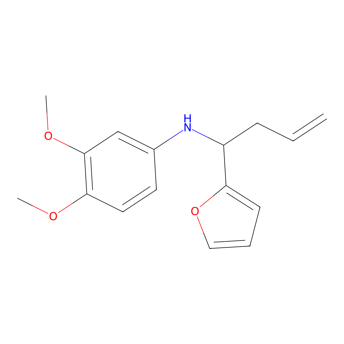 (3,4-Dimethoxy-phenyl)-(1-furan-2-yl-but-3-enyl)-amine molecular structure, CAS 510721-36-5