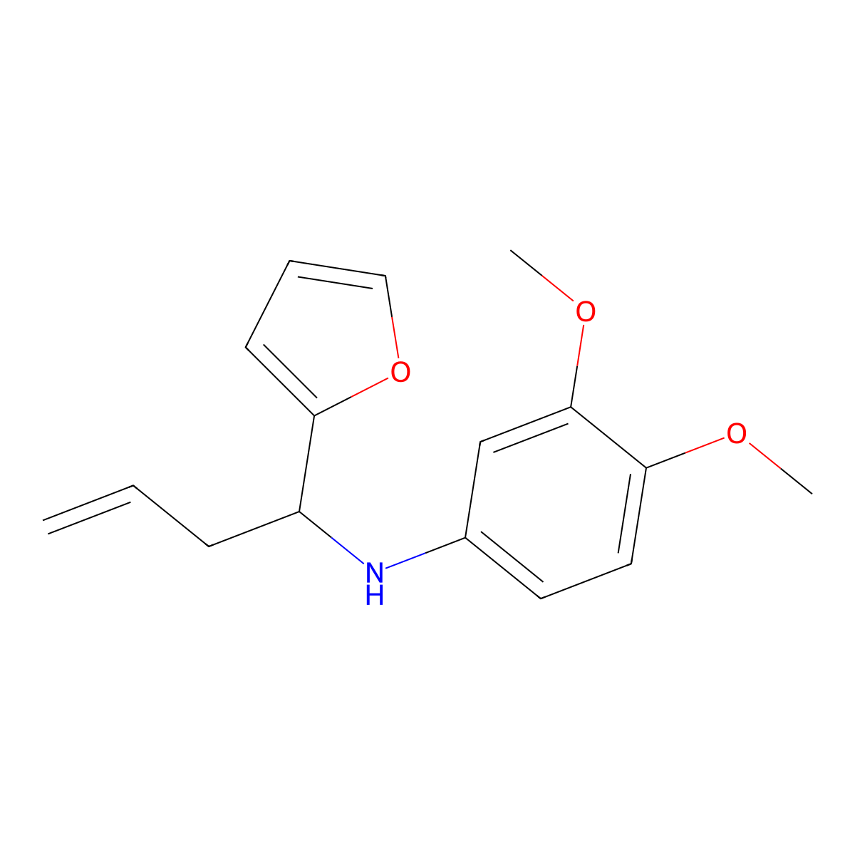 (3,4-Dimethoxy-phenyl)-(1-furan-2-yl-but-3-enyl)-amine molecular structure, CAS 510721-36-5