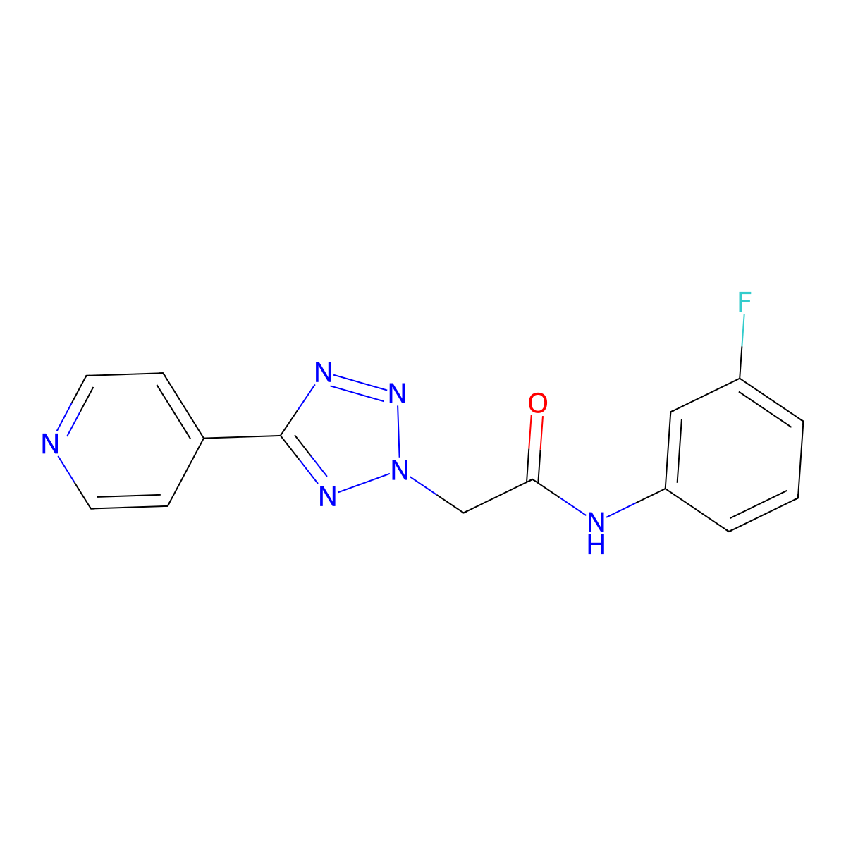 N-(3-fluorophenyl)-2-(5-pyridin-4-yltetrazol-2-yl)acetamide molecular structure, CAS 510721-43-4