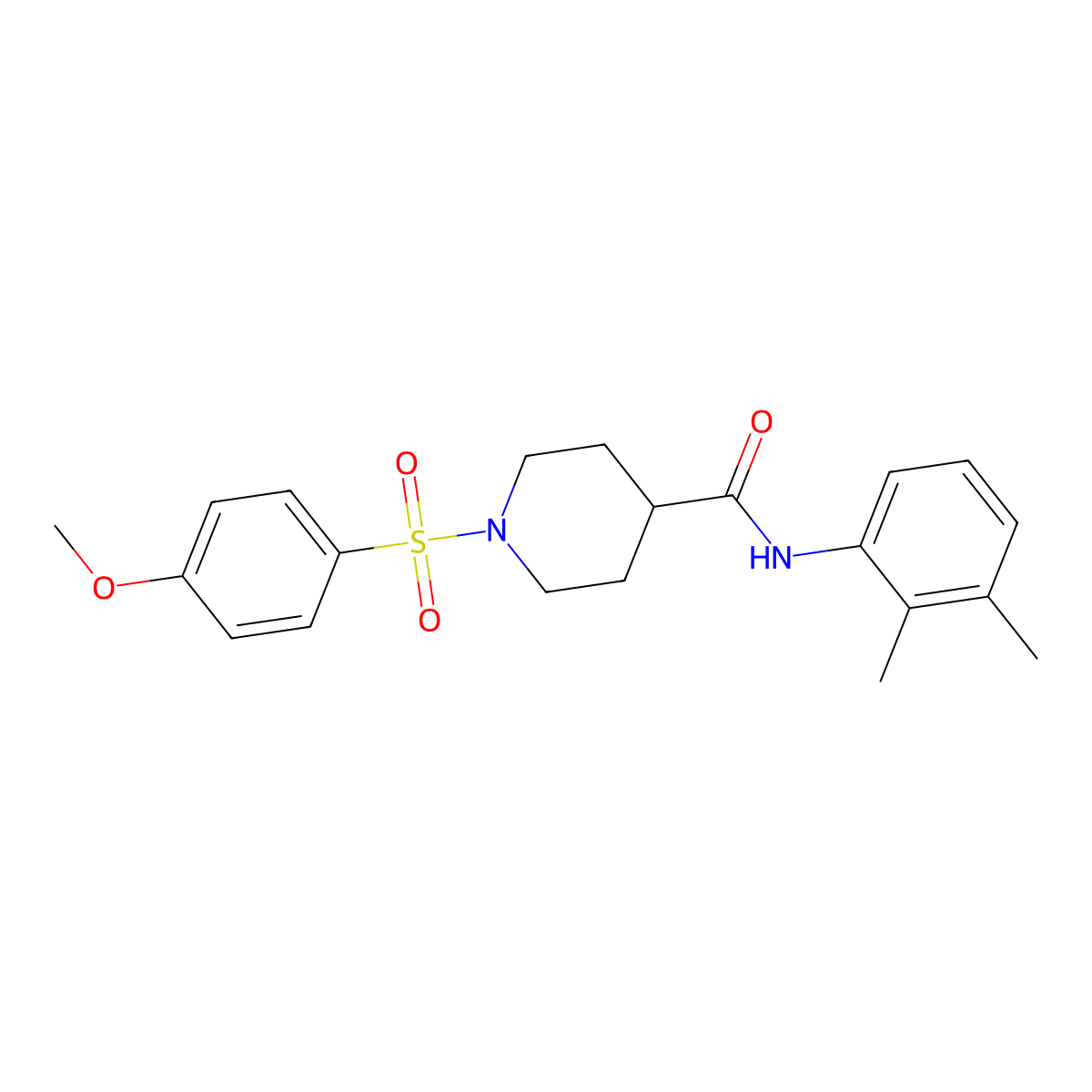 N-(2,3-dimethylphenyl)-1-(4-methoxyphenyl)sulfonylpiperidine-4-carboxamide molecular structure, CAS 510722-47-1