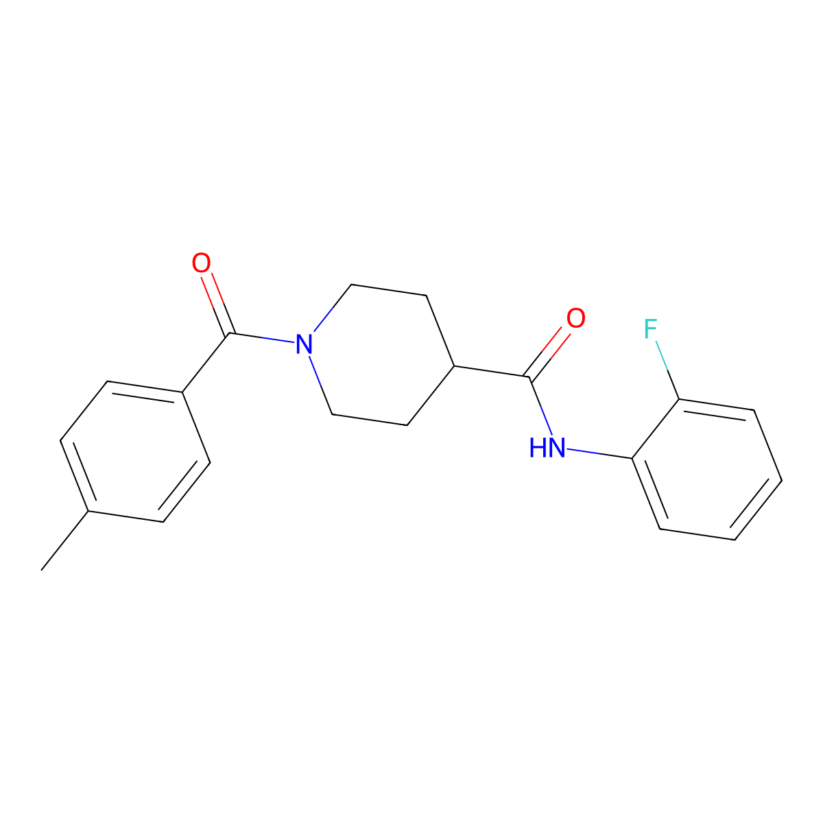 N-(2-fluorophenyl)-1-(4-methylbenzoyl)piperidine-4-carboxamide molecular structure, CAS 510722-51-7