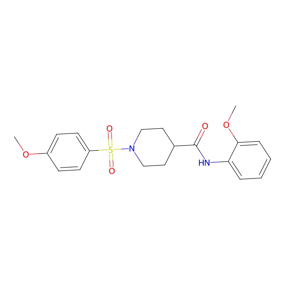 N-(2-methoxyphenyl)-1-((4-methoxyphenyl)sulfonyl)piperidine-4-carboxamide molecular structure, CAS 510722-61-9