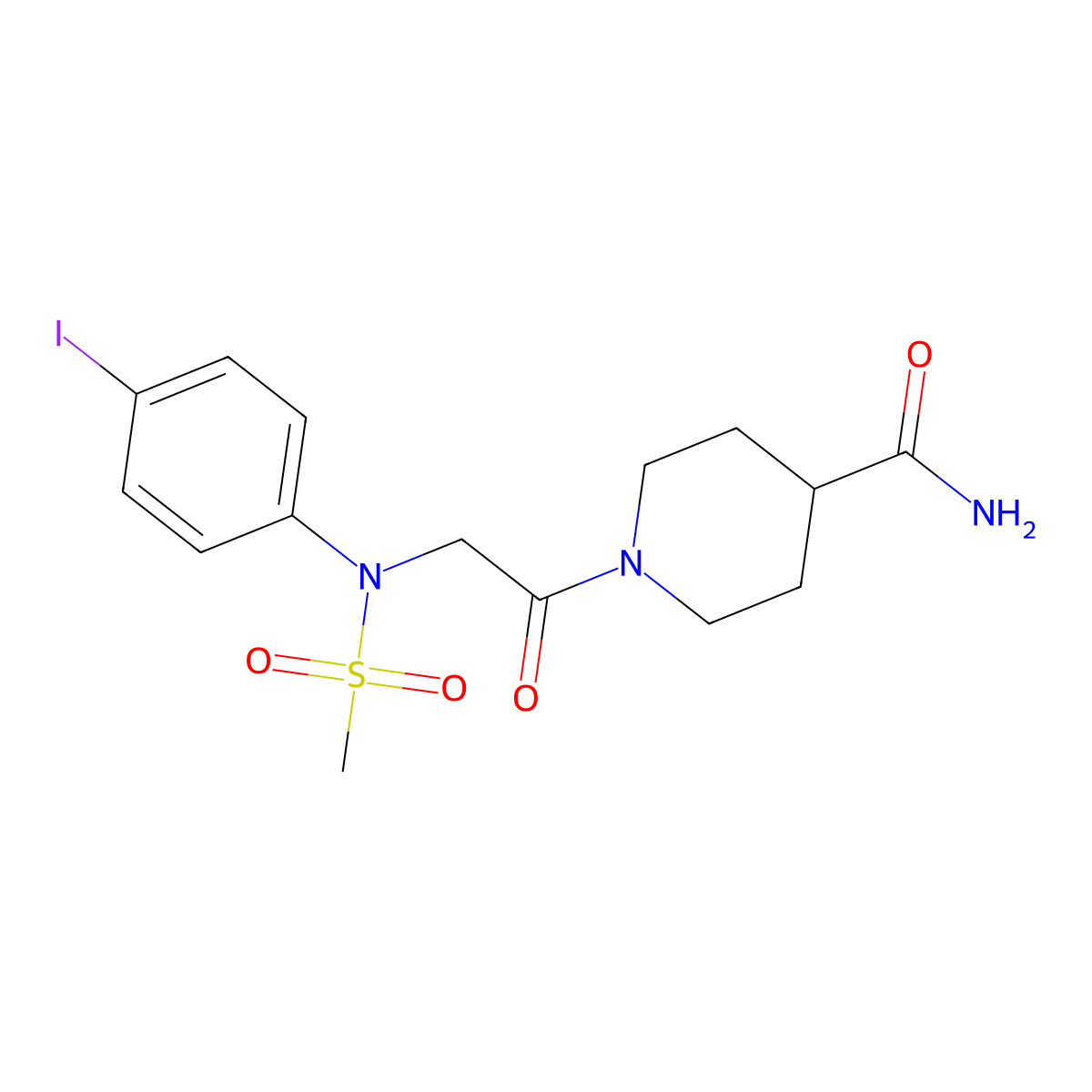1-[2-(4-iodo-N-methylsulfonylanilino)acetyl]piperidine-4-carboxamide molecular structure, CAS 510723-11-2