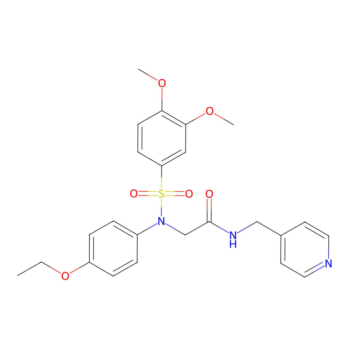 2-(N-(3,4-dimethoxyphenyl)sulfonyl-4-ethoxyanilino)-N-(pyridin-4-ylmethyl)acetamide molecular structure, CAS 510723-14-5