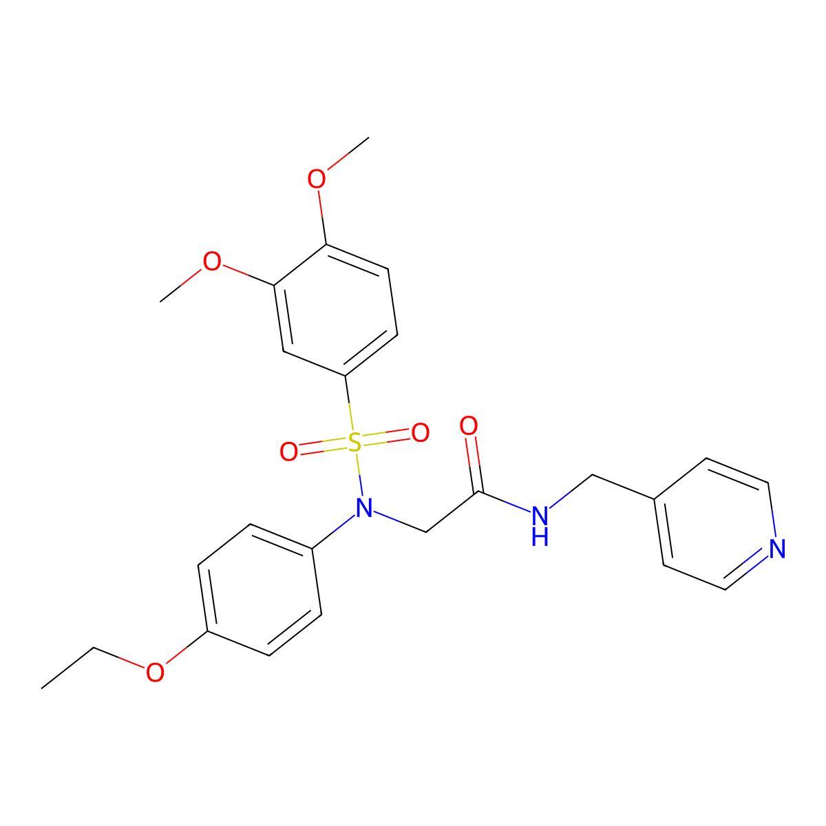 2-(N-(3,4-dimethoxyphenyl)sulfonyl-4-ethoxyanilino)-N-(pyridin-4-ylmethyl)acetamide molecular structure, CAS 510723-14-5