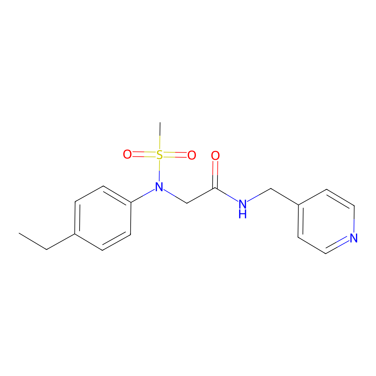 2-(4-ethyl-N-methylsulfonylanilino)-N-(pyridin-4-ylmethyl)acetamide molecular structure, CAS 510723-18-9