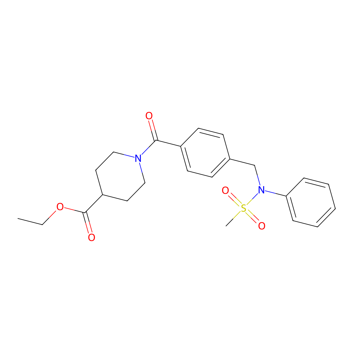 Ethyl 1-[(4-{[(methylsulfonyl)(phenyl)amino]methyl}phenyl)carbonyl]piperidine-4-carboxylate molecular structure, CAS 510723-29-2