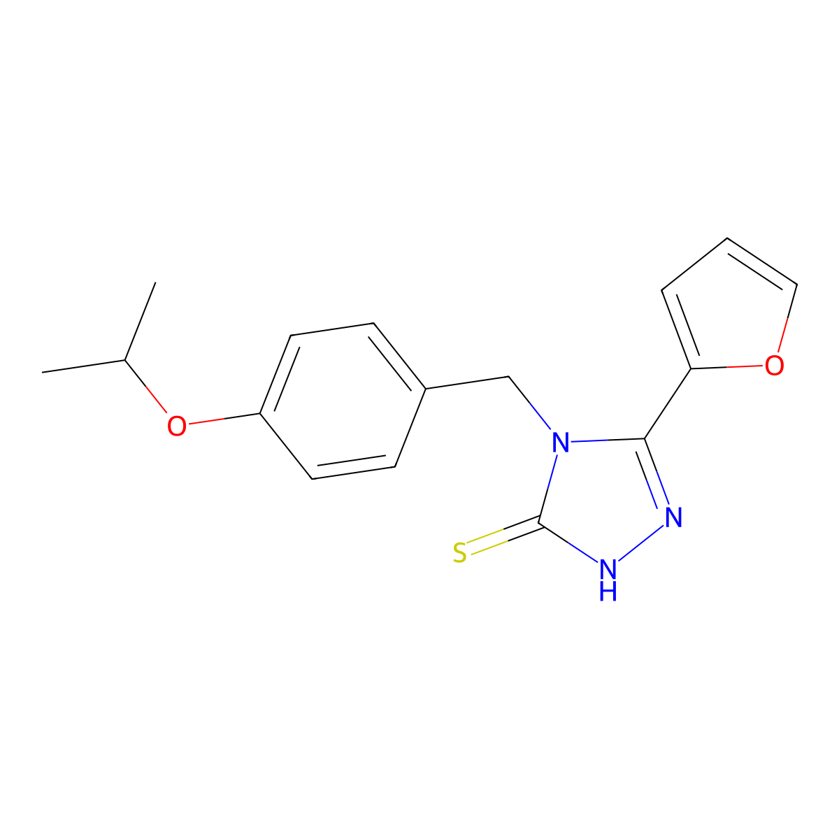 5-Furan-2-yl-4-(4-isopropoxy-benzyl)-4H-[1,2,4]triazole-3-thiol molecular structure, CAS 510723-37-2