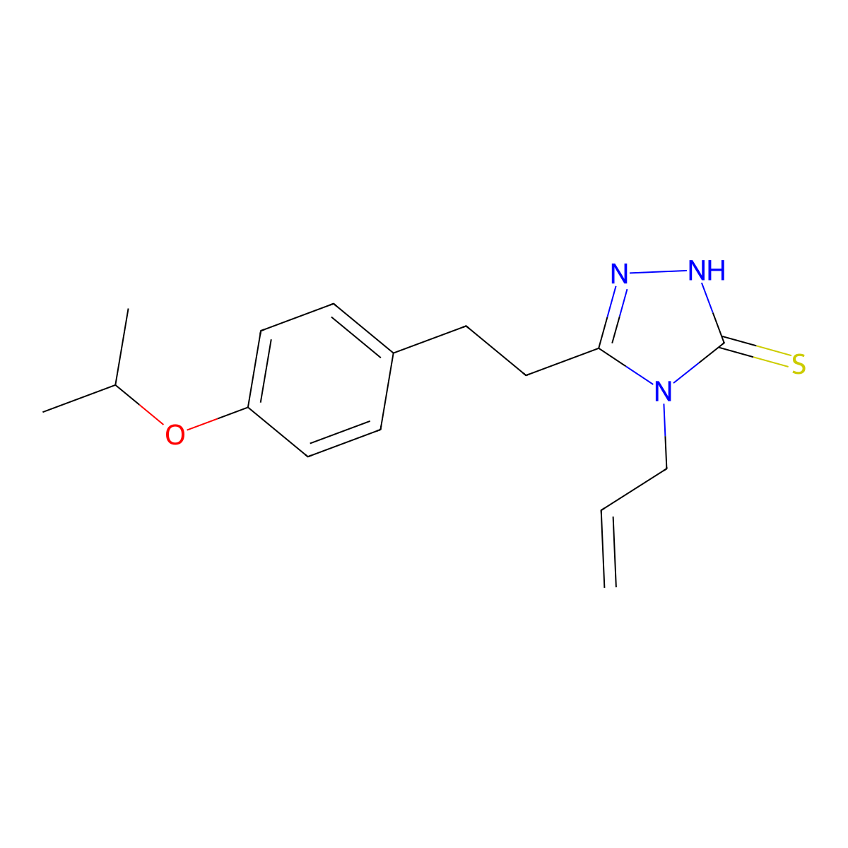 3-[2-(4-propan-2-yloxyphenyl)ethyl]-4-prop-2-enyl-1H-1,2,4-triazole-5-thione molecular structure, CAS 510723-39-4