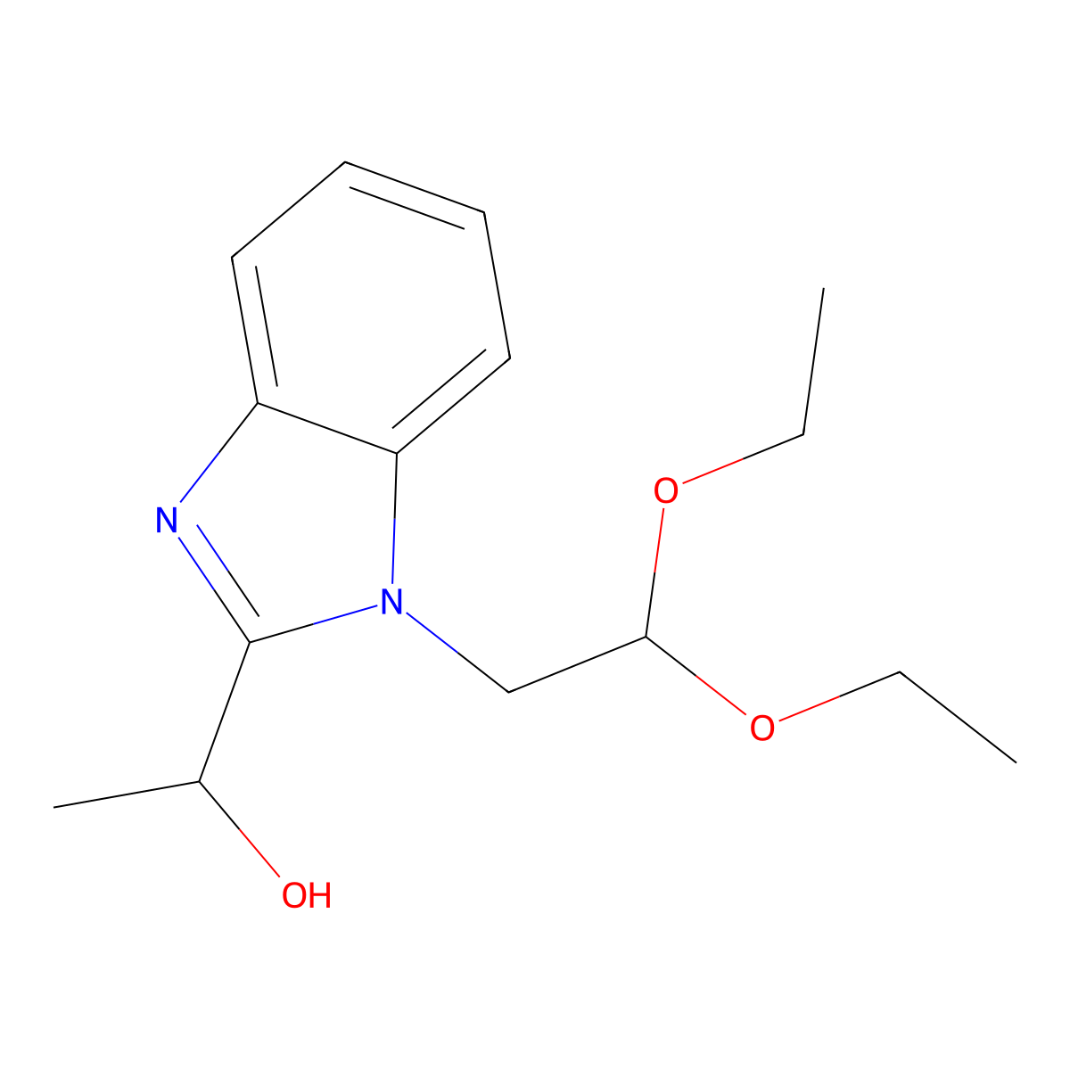 1-(1-(2,2-diethoxyethyl)-1H-benzo[d]imidazol-2-yl)ethanol molecular structure, CAS 510723-46-3