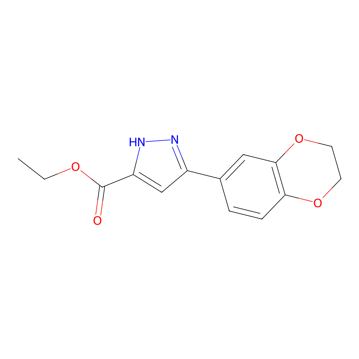 ethyl 3-(2,3-dihydro-1,4-benzodioxin-6-yl)-1H-pyrazole-5-carboxylate molecular structure, CAS 510723-49-6