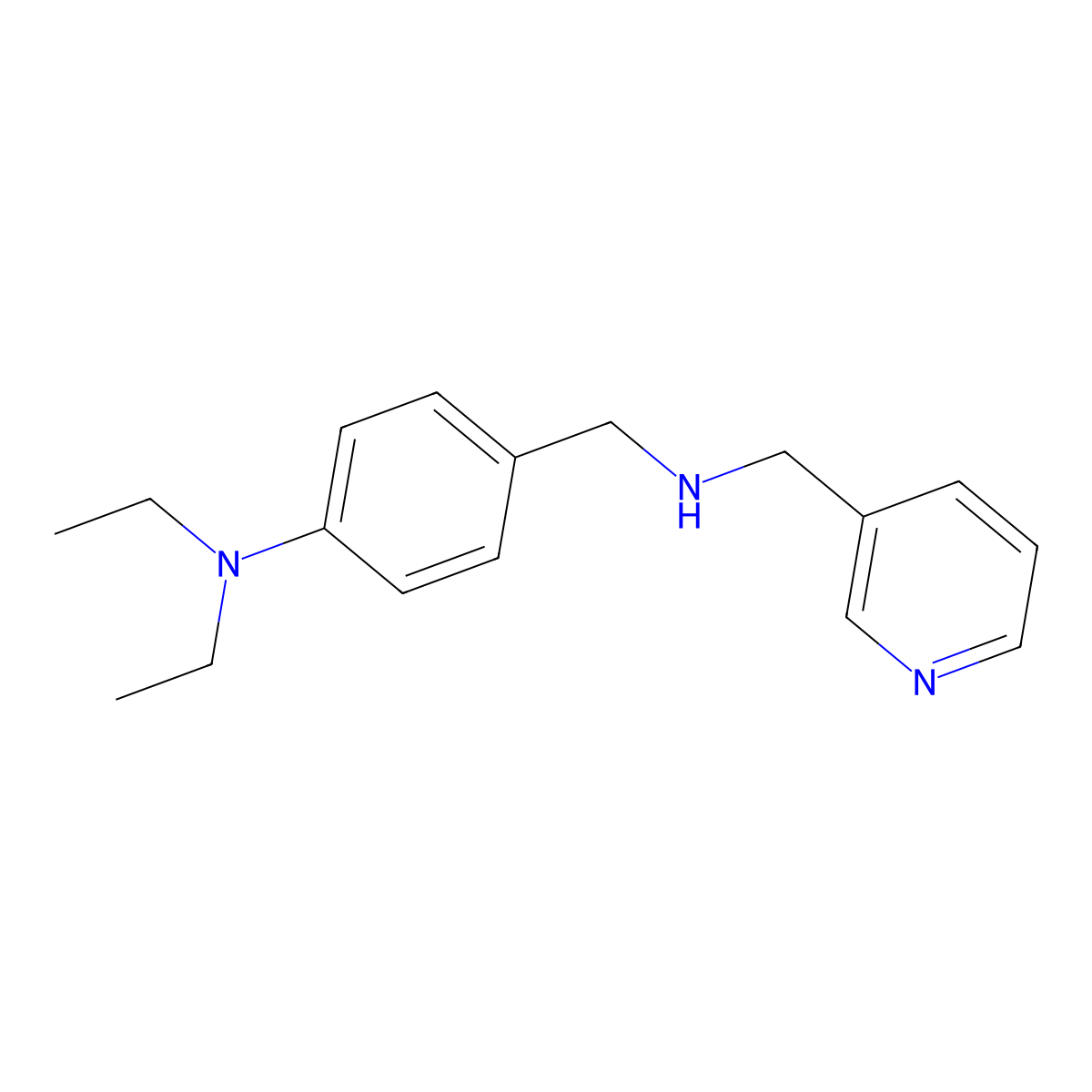 Diethyl-(4-{[(pyridin-3-ylmethyl)-amino]-methyl}-phenyl)-amine molecular structure, CAS 510723-51-0
