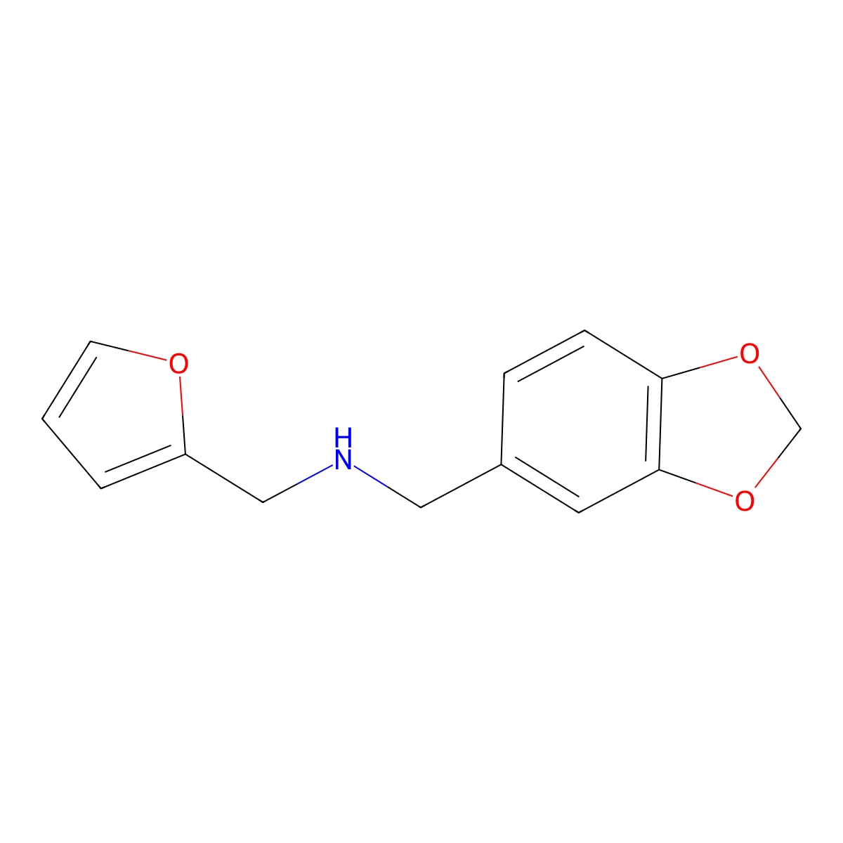 Benzo[1,3]dioxol-5-ylmethyl-furan-2-ylmethyl-amine molecular structure, CAS 510723-65-6