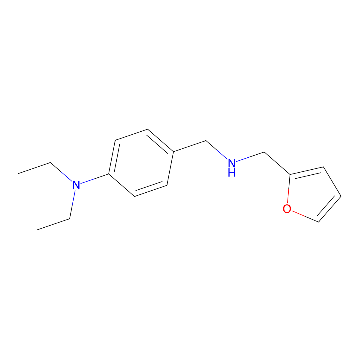 Diethyl-(4-{[(furan-2-ylmethyl)-amino]-methyl}-phenyl)-amine molecular structure, CAS 510723-68-9