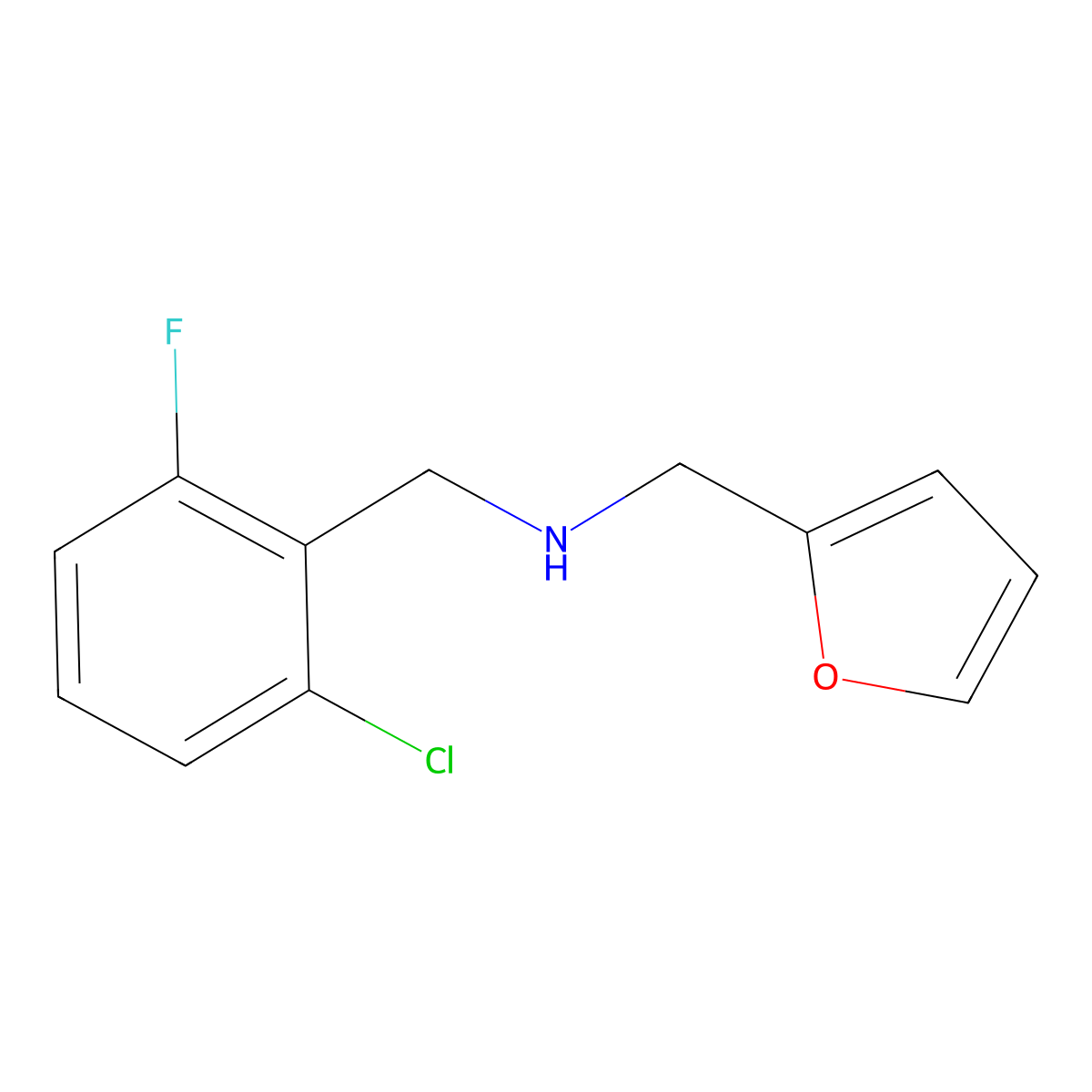 (2-Chloro-6-fluoro-benzyl)-furan-2-ylmethyl-amine molecular structure, CAS 510723-69-0