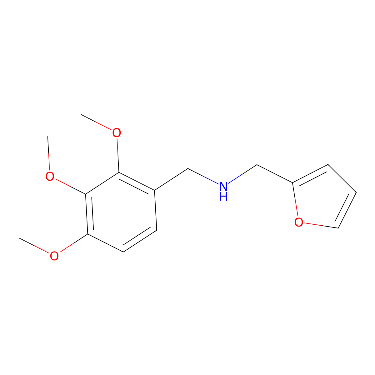 Furan-2-ylmethyl-(2,3,4-trimethoxy-benzyl)-amine molecular structure, CAS 510723-72-5