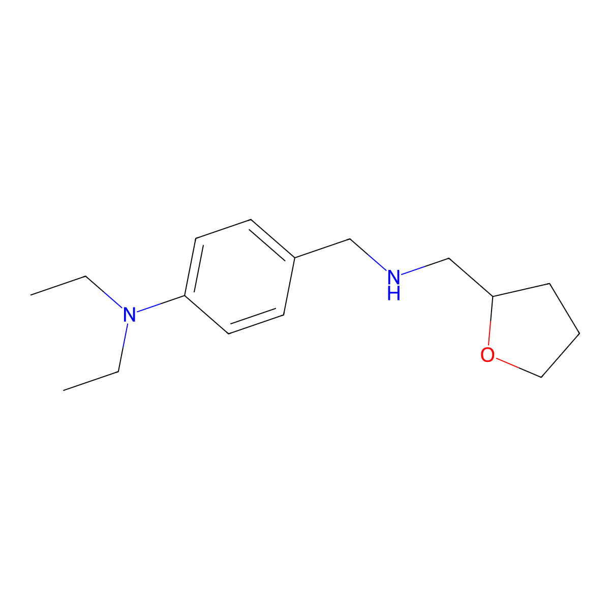 Diethyl-(4-{[(tetrahydro-furan-2-ylmethyl)-amino]-methyl}-phenyl)-amine molecular structure, CAS 510723-76-9