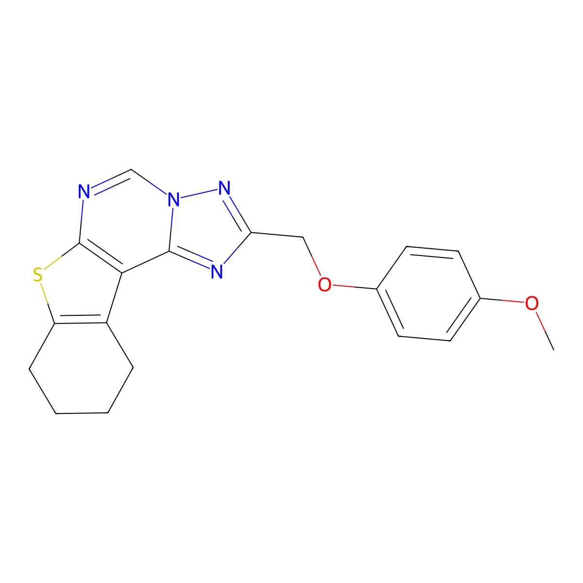 2-[(4-Methoxyphenoxy)methyl]-8,9,10,11-tetrahydro[1]benzothieno[3,2-e][1,2,4]triazolo[1,5-c]pyrimidine molecular structure, CAS 510723-87-2