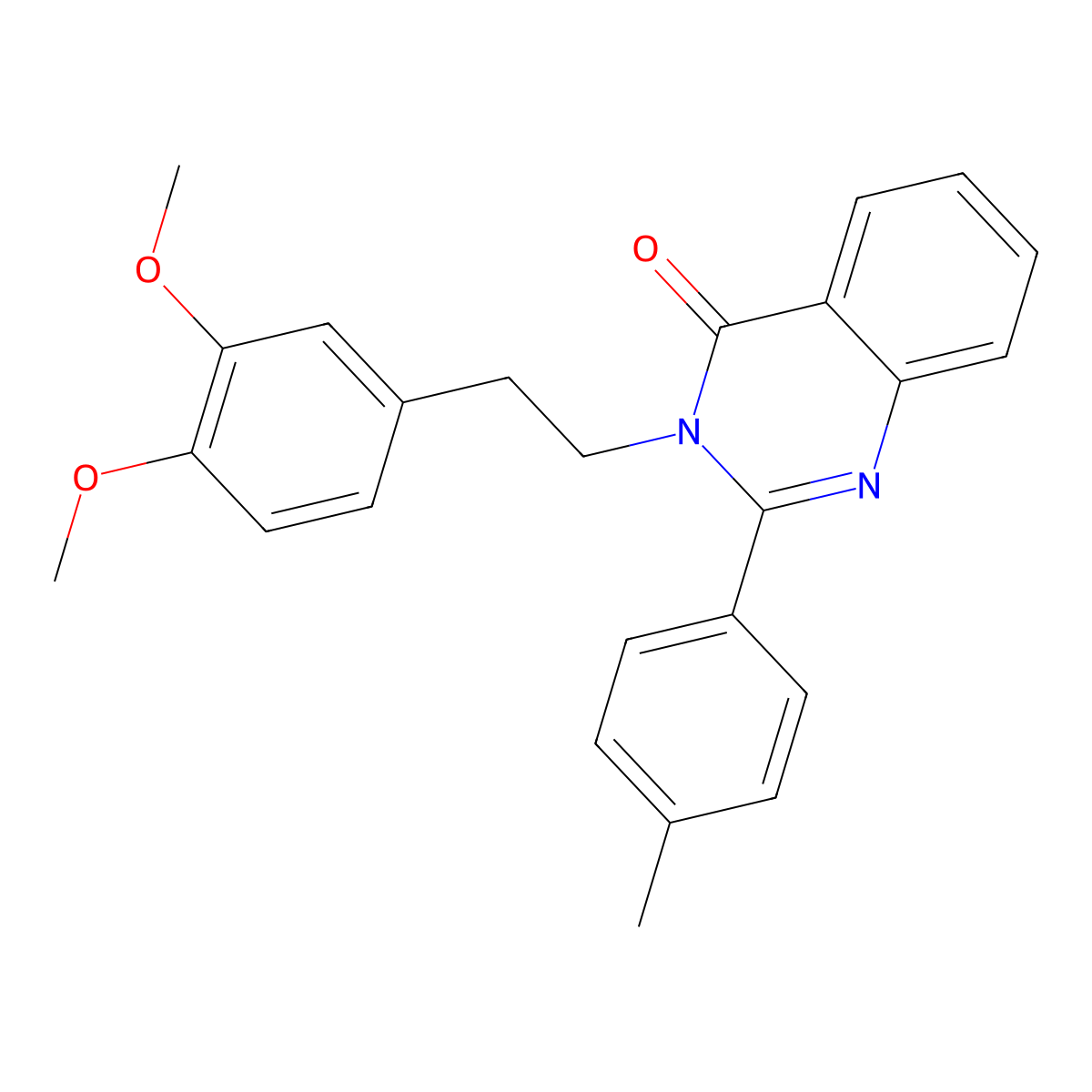 3-[2-(3,4-Dimethoxyphenyl)ethyl]-2-(4-methylphenyl)quinazolin-4-one molecular structure, CAS 510723-94-1