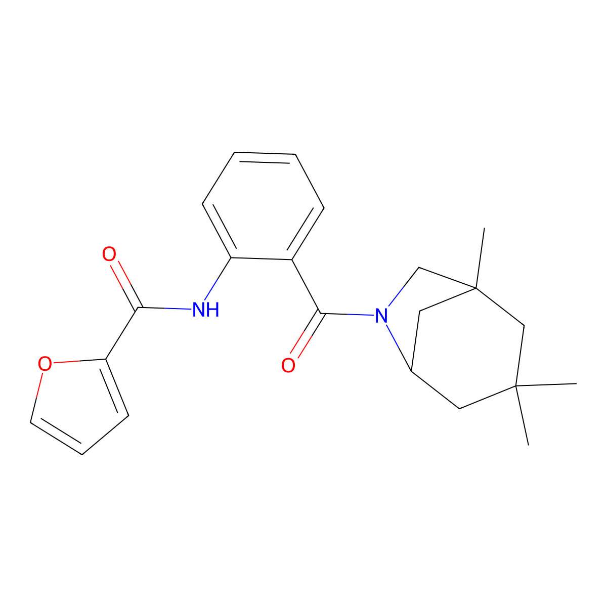 N-[2-(3,3,5-trimethyl-7-azabicyclo[3.2.1]octane-7-carbonyl)phenyl]furan-2-carboxamide molecular structure, CAS 510723-96-3