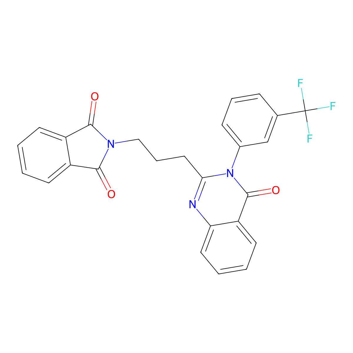 2-[3-[4-Oxo-3-[3-(trifluoromethyl)phenyl]quinazolin-2-yl]propyl]isoindole-1,3-dione molecular structure, CAS 510724-09-1