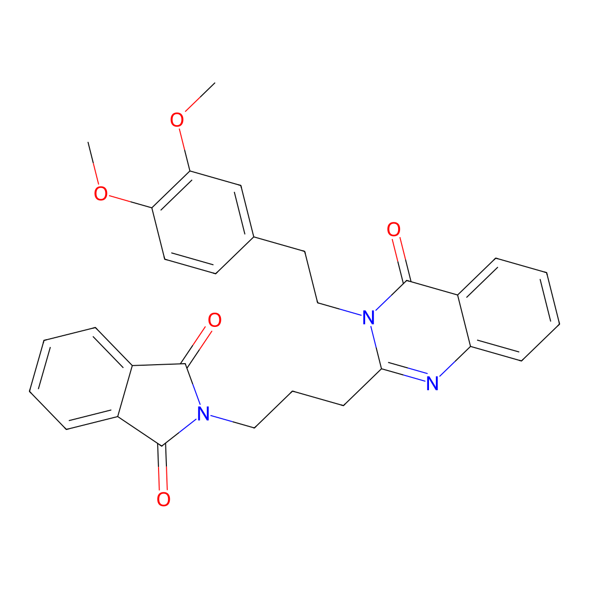 2-[3-[3-[2-(3,4-Dimethoxyphenyl)ethyl]-4-oxoquinazolin-2-yl]propyl]isoindole-1,3-dione molecular structure, CAS 510724-10-4