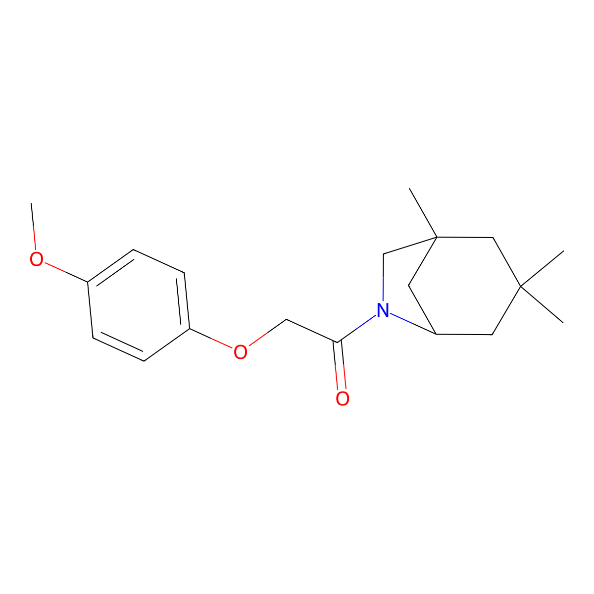 2-(4-Methoxyphenoxy)-1-(3,3,5-trimethyl-7-azabicyclo[3.2.1]octan-7-yl)ethanone molecular structure, CAS 510724-28-4