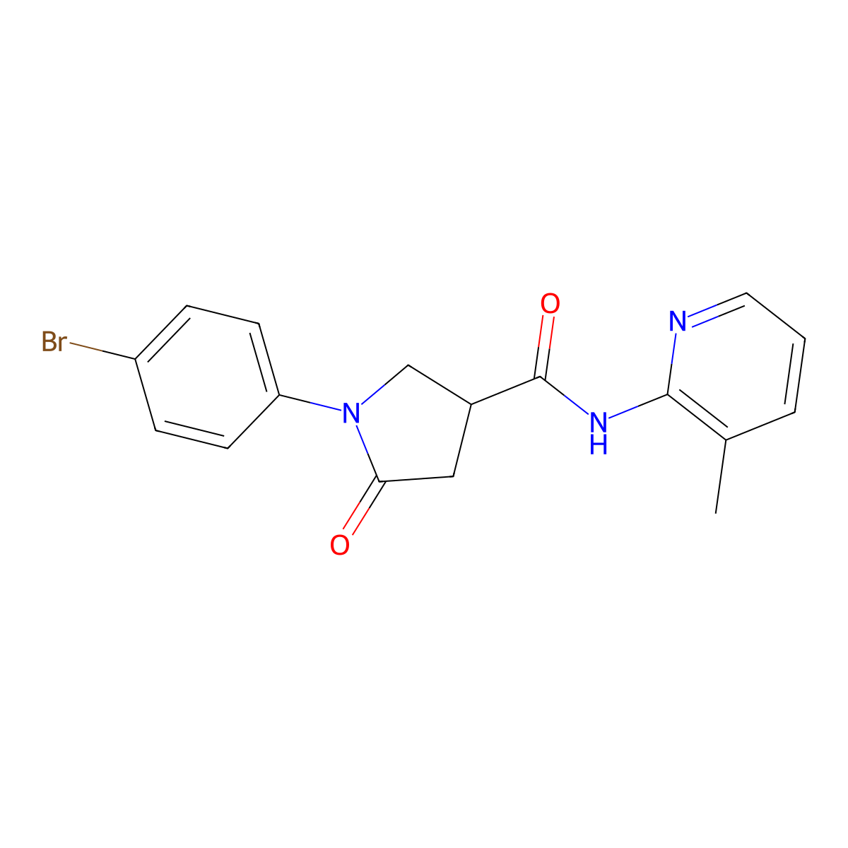 1-(4-bromophenyl)-N-(3-methylpyridin-2-yl)-5-oxopyrrolidine-3-carboxamide molecular structure, CAS 510724-38-6