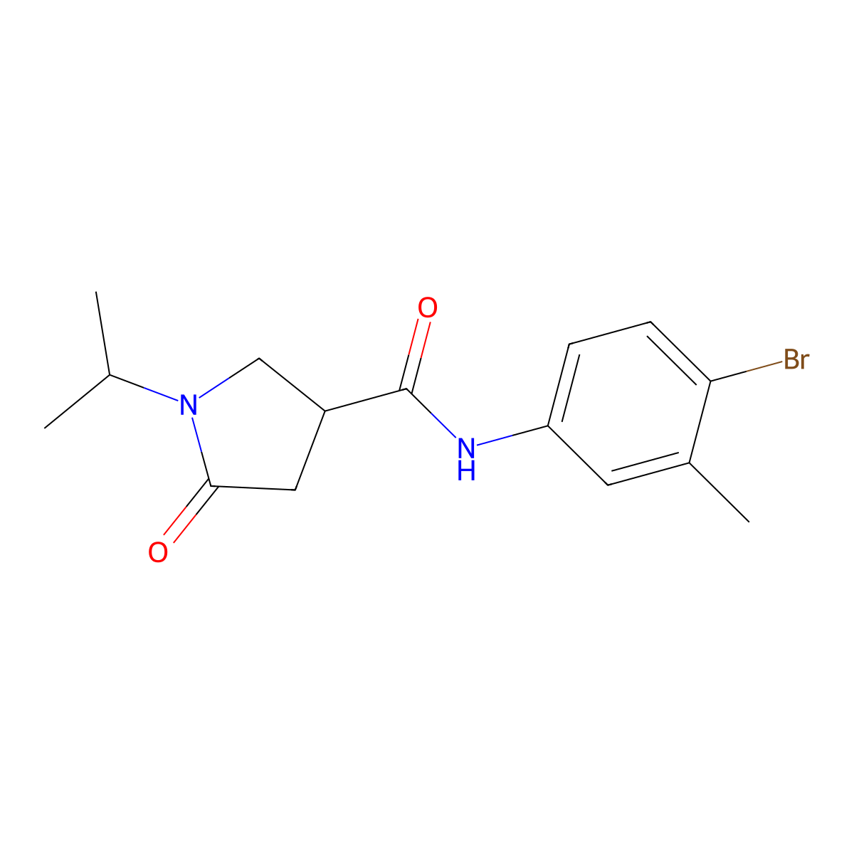 N-(4-bromo-3-methylphenyl)-5-oxo-1-propan-2-ylpyrrolidine-3-carboxamide molecular structure, CAS 510724-39-7