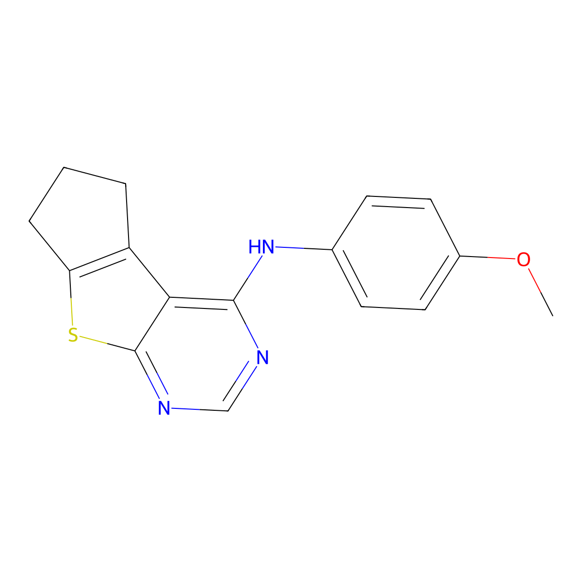 N-(4-methoxyphenyl)-6,7-dihydro-5H-cyclopenta[4,5]thieno[2,3-d]pyrimidin-4-amine molecular structure, CAS 510725-07-2