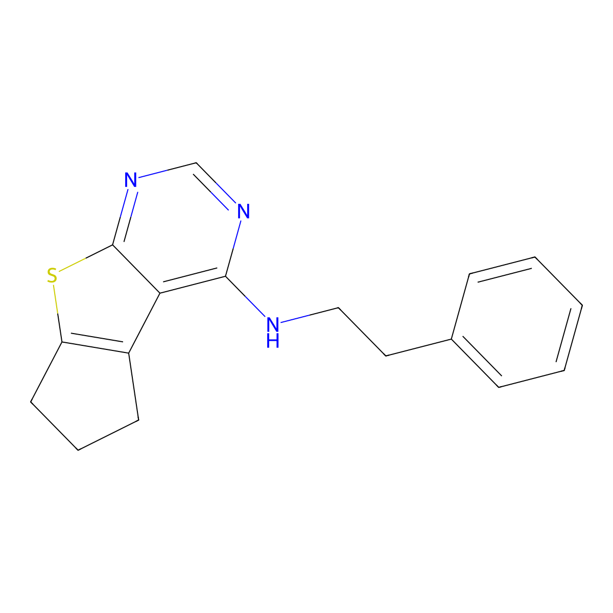 N-phenethyl-6,7-dihydro-5H-cyclopenta[4,5]thieno[2,3-d]pyrimidin-4-amine molecular structure, CAS 510725-11-8