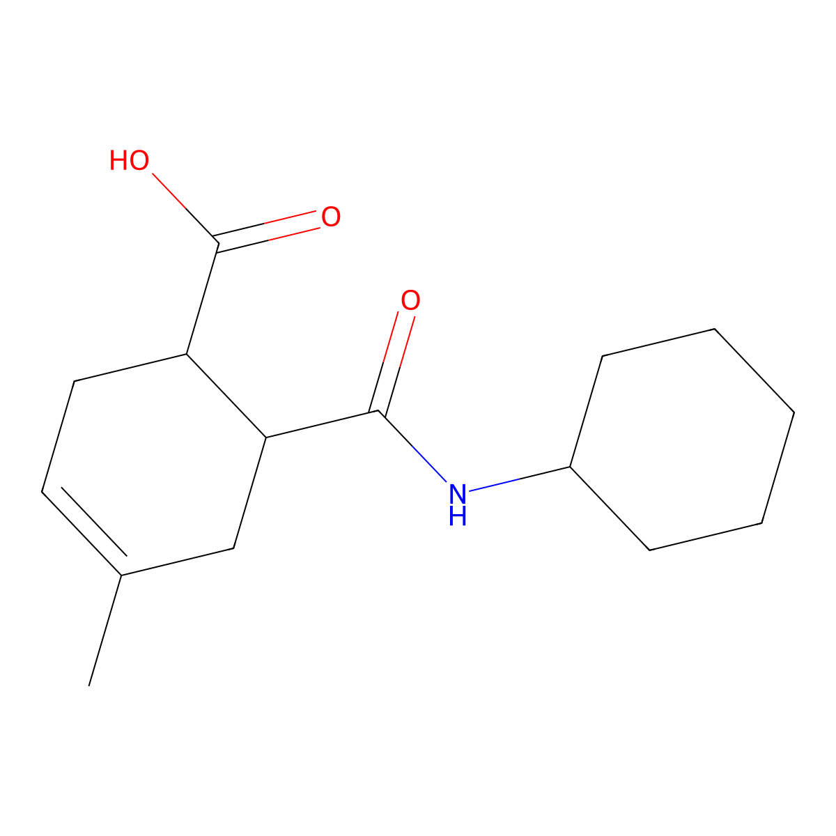6-Cyclohexylcarbamoyl-4-methyl-cyclohex-3-enecarboxylic acid molecular structure, CAS 510725-15-2