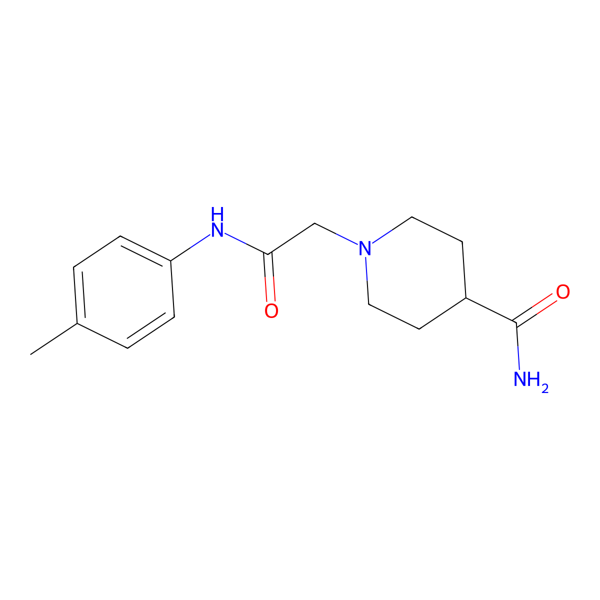 1-{[(4-Methylphenyl)carbamoyl]methyl}piperidine-4-carboxamide molecular structure, CAS 510725-21-0