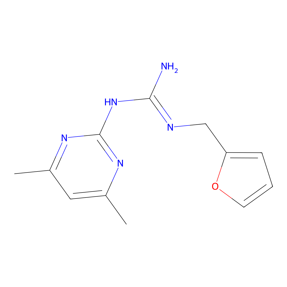 1-(4,6-Dimethylpyrimidin-2-yl)-2-(furan-2-ylmethyl)guanidine molecular structure, CAS 510725-24-3