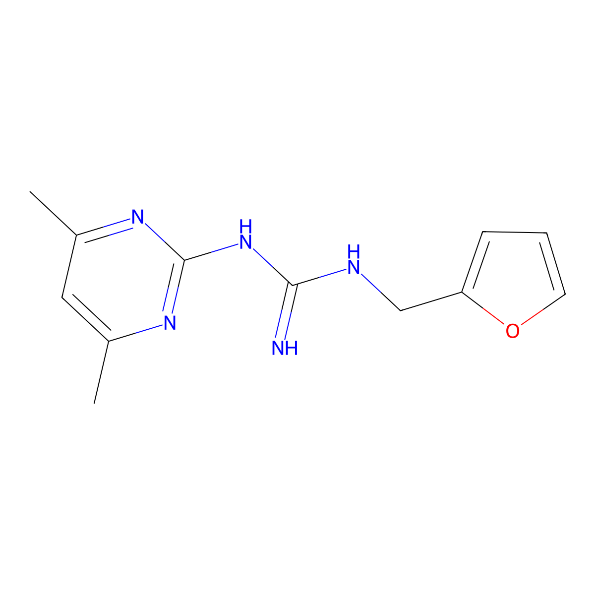 1-(4,6-Dimethylpyrimidin-2-yl)-2-(furan-2-ylmethyl)guanidine molecular structure, CAS 510725-24-3