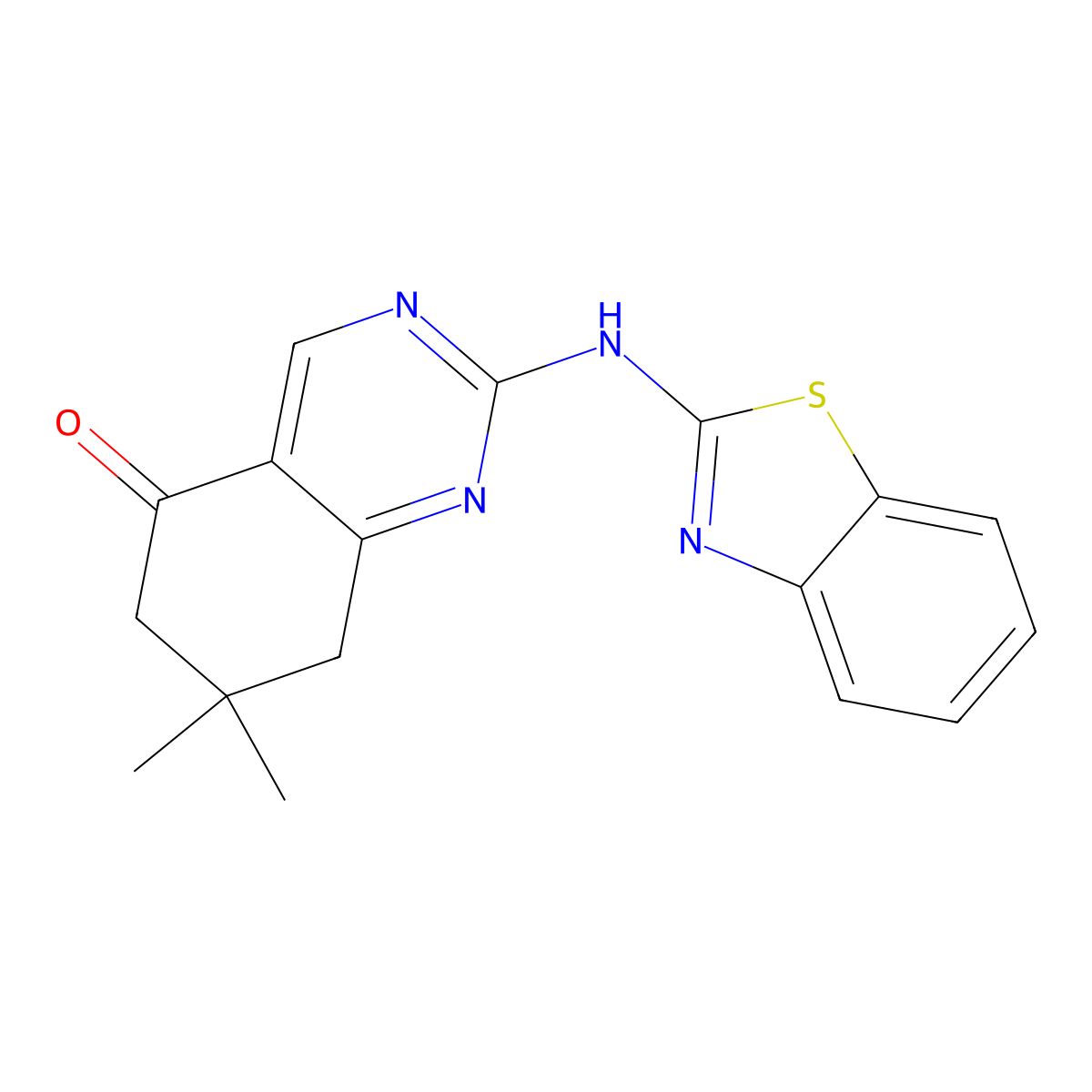 2-(Benzothiazol-2-ylamino)-7,7-dimethyl-7,8-dihydro-6H-quinazolin-5-one molecular structure, CAS 510725-27-6