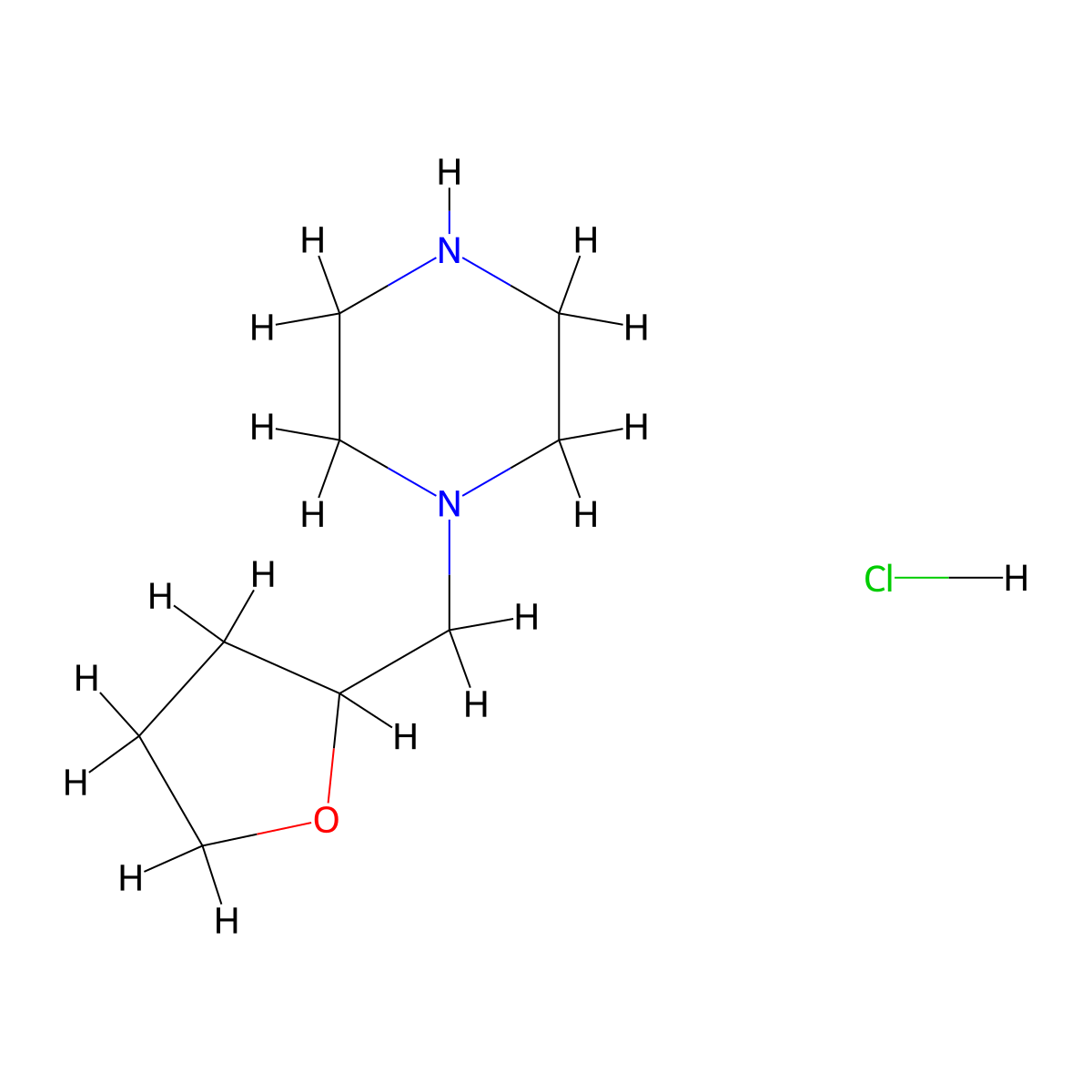 1-((Tetrahydrofuran-2-yl)methyl)piperazine hydrochloride molecular structure, CAS 510725-54-9