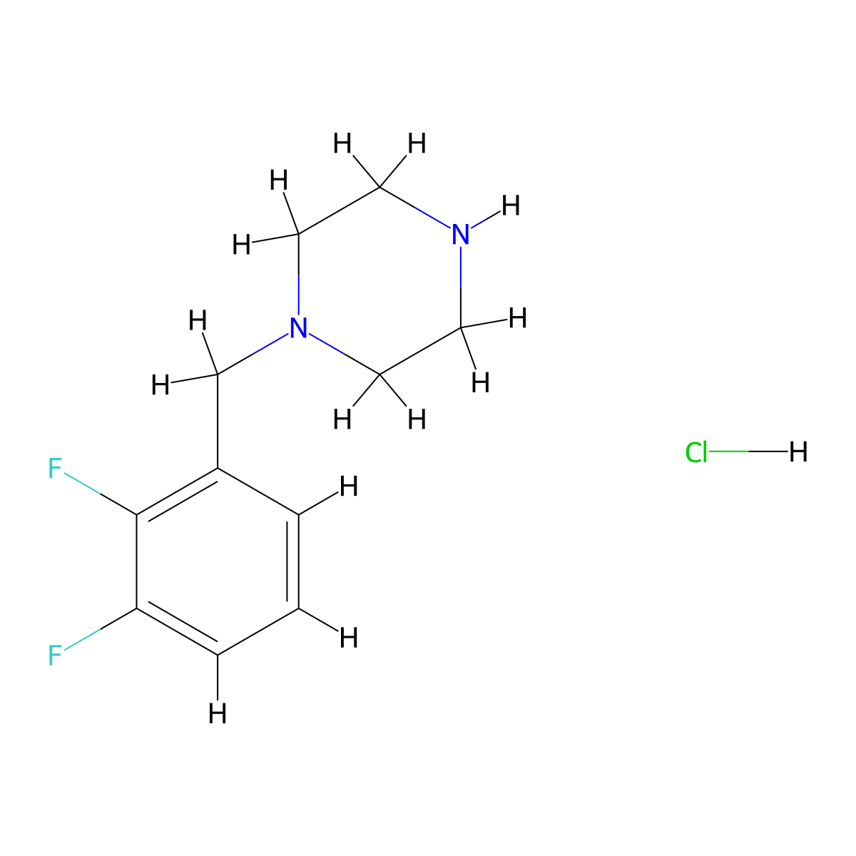 1-(2,3-Difluorobenzyl)piperazine hydrochloride molecular structure, CAS 510725-56-1